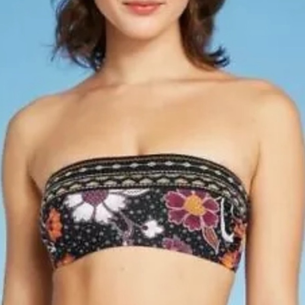 Xhiliration Paisley Bandeau Removable Straps Swim Bikini Top Juniors NEW